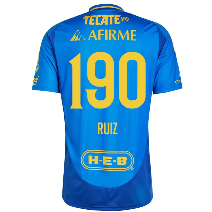 Danxen Enfant Maillot Óscar Ruiz #190 Bleu Jaune Tenues Extérieur 2024/25 T-Shirt