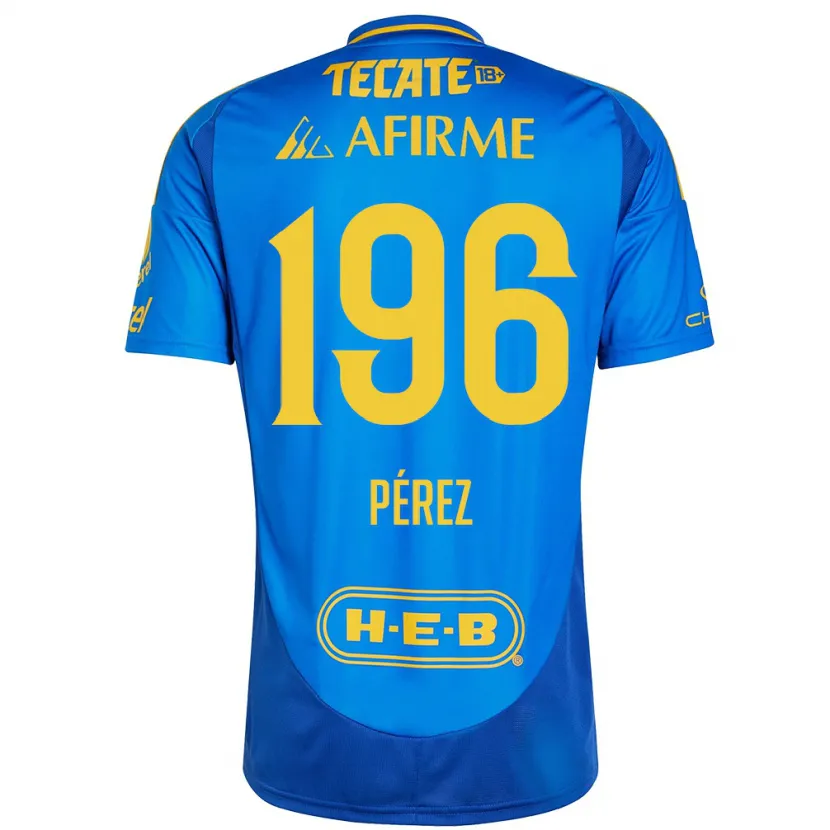 Danxen Enfant Maillot Axel Pérez #196 Bleu Jaune Tenues Extérieur 2024/25 T-Shirt