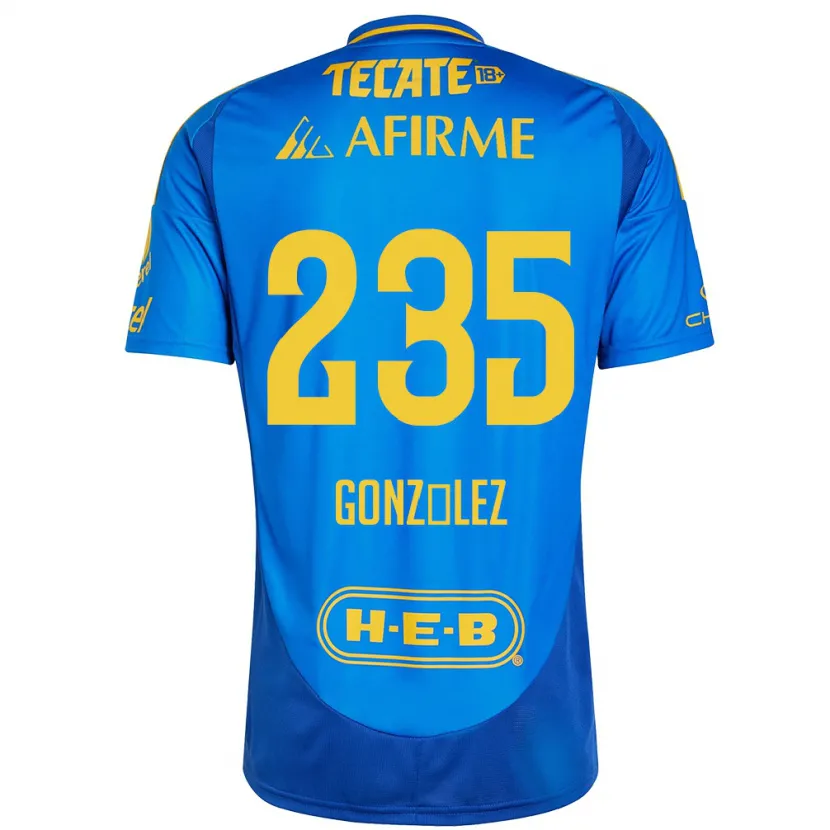 Danxen Enfant Maillot Mauricio González #235 Bleu Jaune Tenues Extérieur 2024/25 T-Shirt