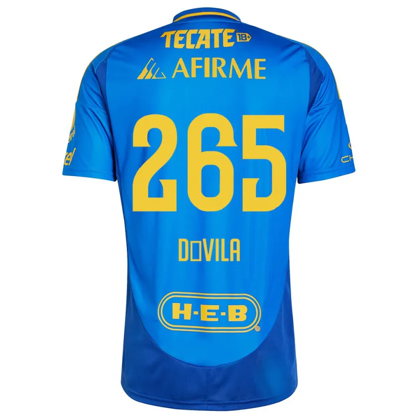 Danxen Enfant Maillot Emiliano Dávila #265 Bleu Jaune Tenues Extérieur 2024/25 T-Shirt