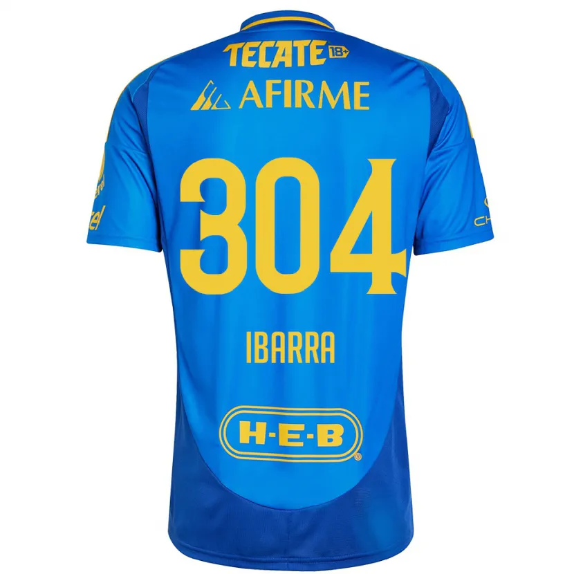 Danxen Enfant Maillot Luis Ibarra #304 Bleu Jaune Tenues Extérieur 2024/25 T-Shirt