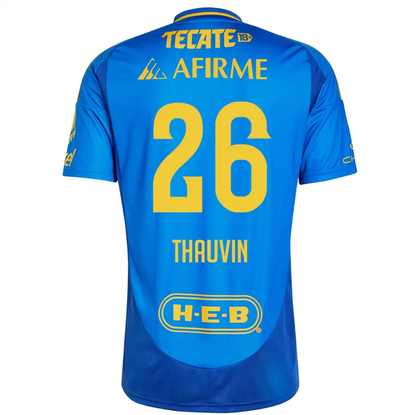 Danxen Enfant Maillot Florian Thauvin #26 Bleu Jaune Tenues Extérieur 2024/25 T-Shirt