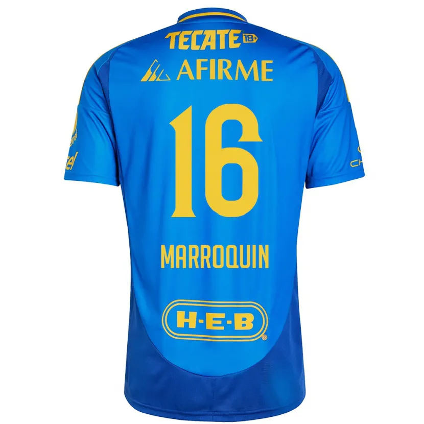 Danxen Enfant Maillot Ammanda Marroquin #16 Bleu Jaune Tenues Extérieur 2024/25 T-Shirt