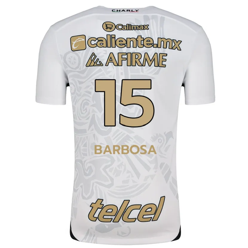 Danxen Enfant Maillot Diego Barbosa #15 Blanc Noir Tenues Extérieur 2024/25 T-Shirt