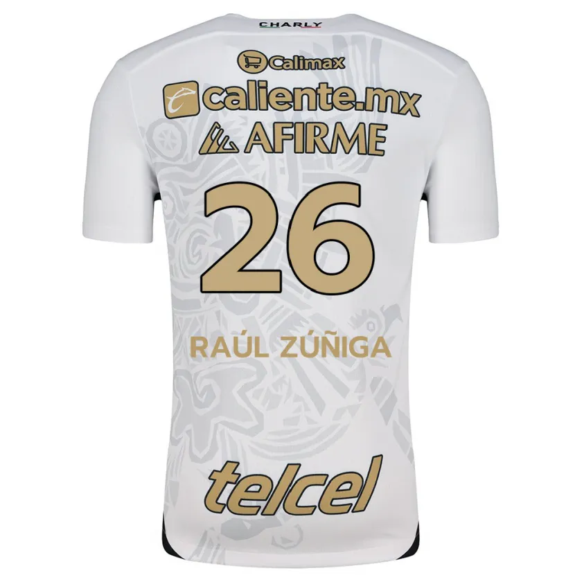 Danxen Enfant Maillot José Raúl Zúñiga #26 Blanc Noir Tenues Extérieur 2024/25 T-Shirt