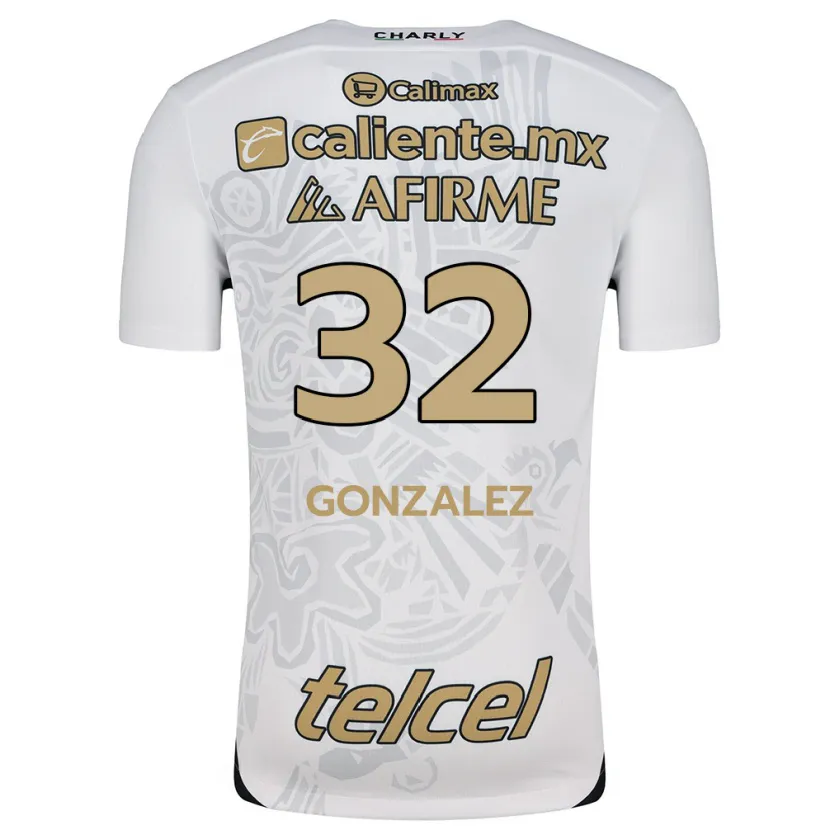 Danxen Enfant Maillot Carlos González #32 Blanc Noir Tenues Extérieur 2024/25 T-Shirt