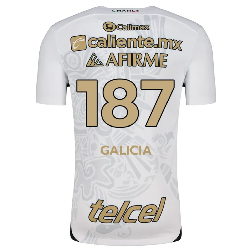 Danxen Enfant Maillot Carlos Galicia #187 Blanc Noir Tenues Extérieur 2024/25 T-Shirt