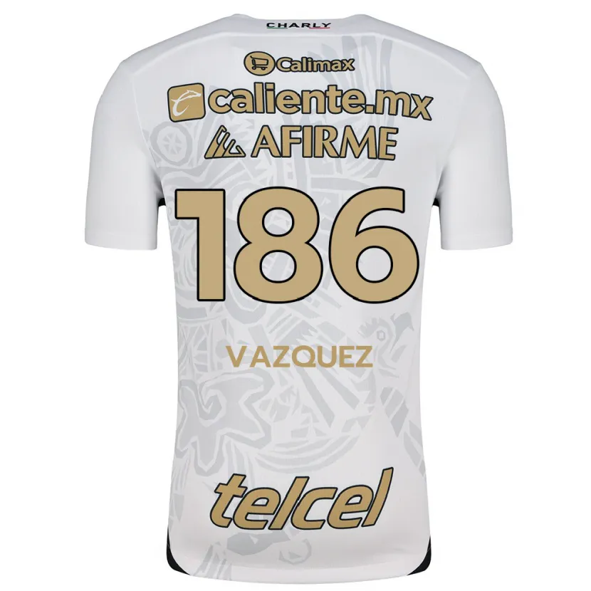 Danxen Enfant Maillot Octavio Vázquez #186 Blanc Noir Tenues Extérieur 2024/25 T-Shirt