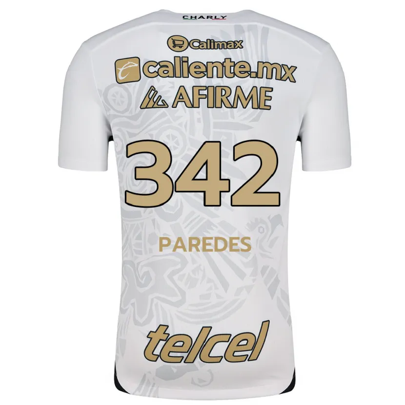 Danxen Enfant Maillot Santiago Paredes #342 Blanc Noir Tenues Extérieur 2024/25 T-Shirt