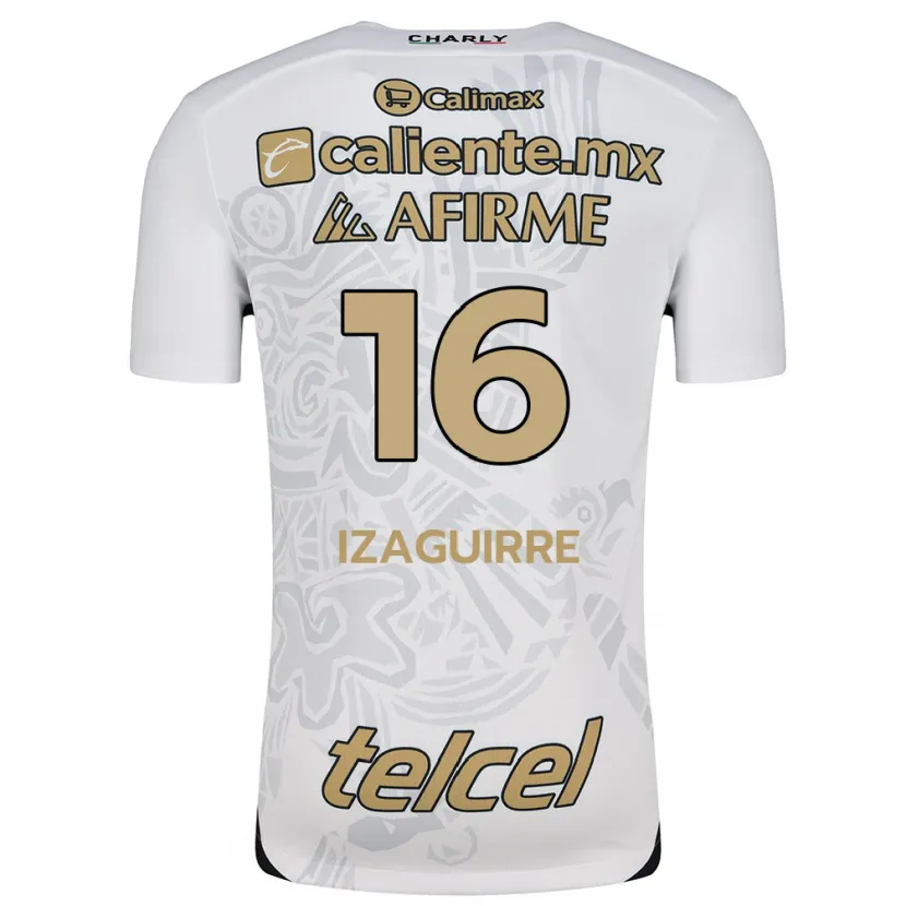 Danxen Enfant Maillot Estefanía Izaguirre #16 Blanc Noir Tenues Extérieur 2024/25 T-Shirt