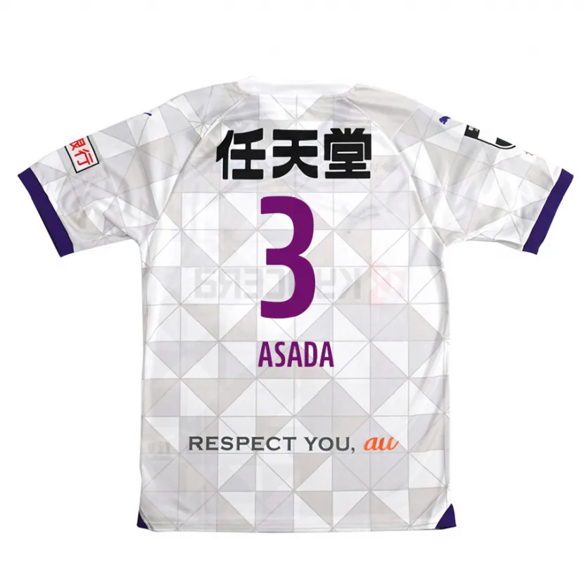 Danxen Enfant Maillot Shogo Asada #3 Blanc Violet Tenues Extérieur 2024/25 T-Shirt