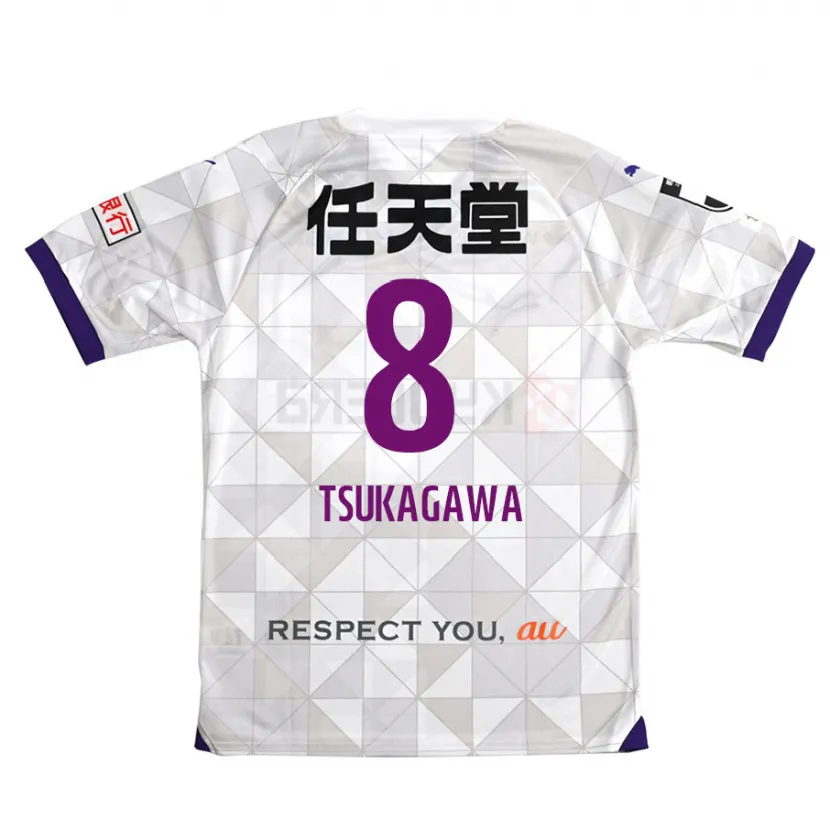 Danxen Enfant Maillot Koki Tsukagawa #8 Blanc Violet Tenues Extérieur 2024/25 T-Shirt