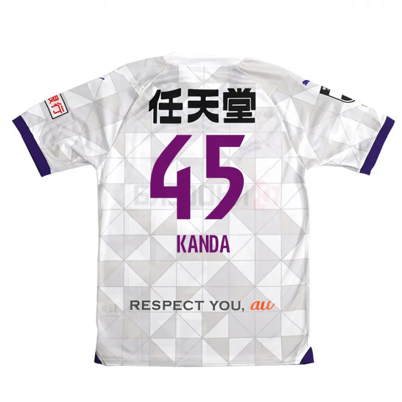 Danxen Enfant Maillot Kotaro Kanda #45 Blanc Violet Tenues Extérieur 2024/25 T-Shirt