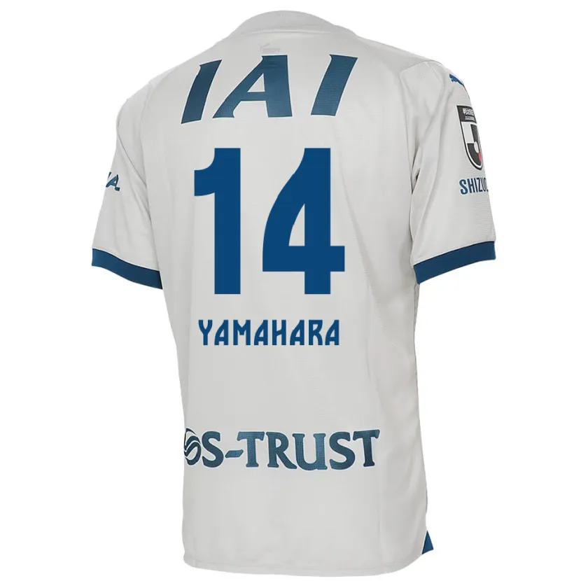 Danxen Enfant Maillot Reon Yamahara #14 Blanc Bleu Tenues Extérieur 2024/25 T-Shirt