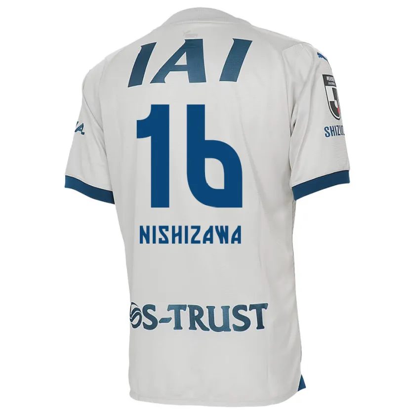 Danxen Enfant Maillot Kenta Nishizawa #16 Blanc Bleu Tenues Extérieur 2024/25 T-Shirt