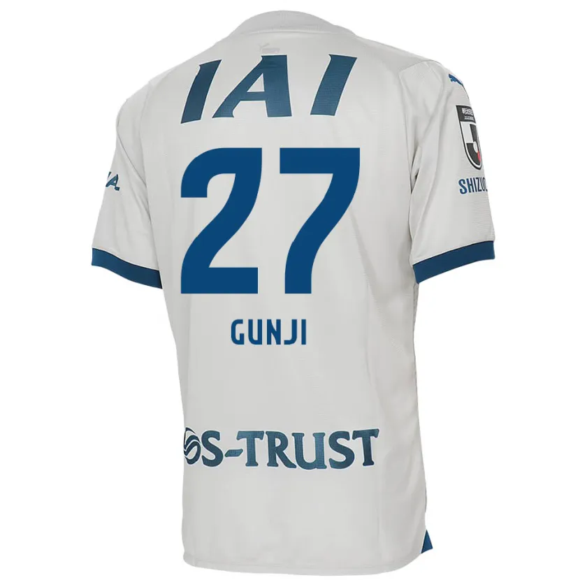 Danxen Enfant Maillot Riku Gunji #27 Blanc Bleu Tenues Extérieur 2024/25 T-Shirt