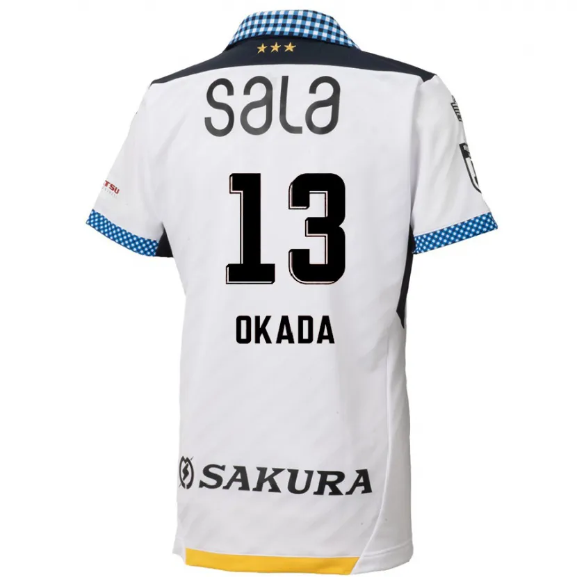 Danxen Enfant Maillot Kosei Okada #13 Blanc Noir Tenues Extérieur 2024/25 T-Shirt