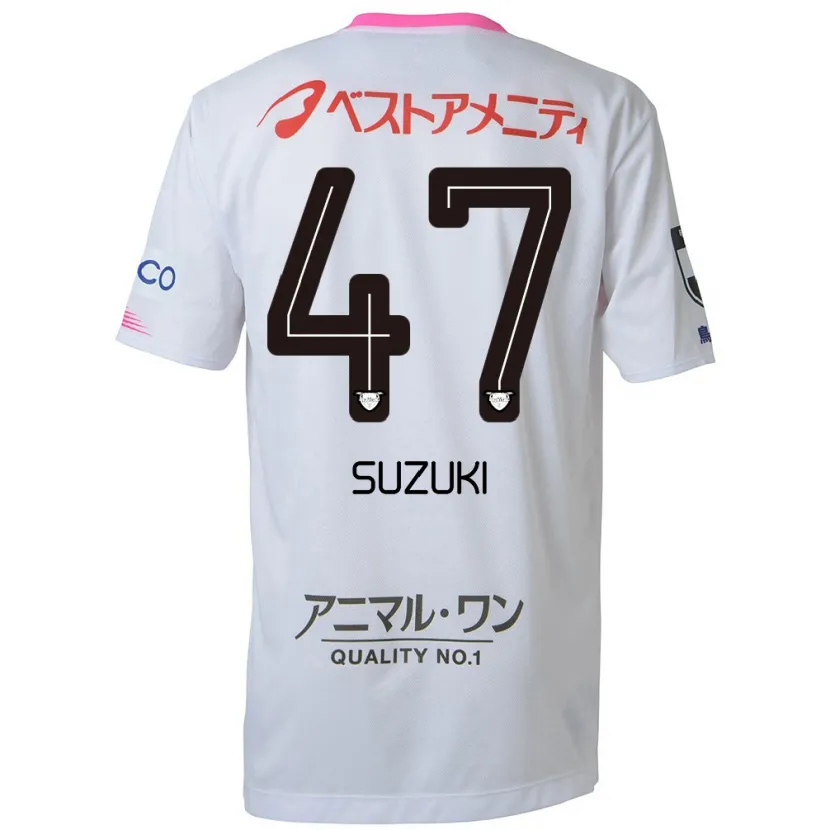 Danxen Enfant Maillot Daichi Suzuki #47 Blanc Bleu Rose Tenues Extérieur 2024/25 T-Shirt