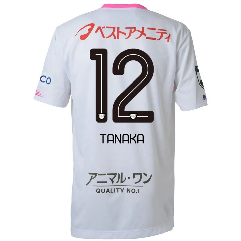 Danxen Enfant Maillot Kosei Tanaka #12 Blanc Bleu Rose Tenues Extérieur 2024/25 T-Shirt