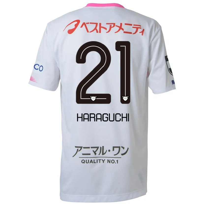 Danxen Enfant Maillot Konosuke Haraguchi #21 Blanc Bleu Rose Tenues Extérieur 2024/25 T-Shirt