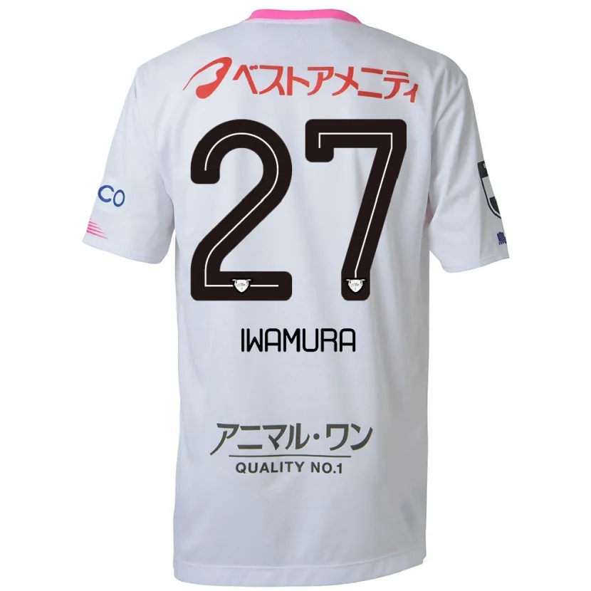 Danxen Enfant Maillot Junnosuke Iwamura #27 Blanc Bleu Rose Tenues Extérieur 2024/25 T-Shirt