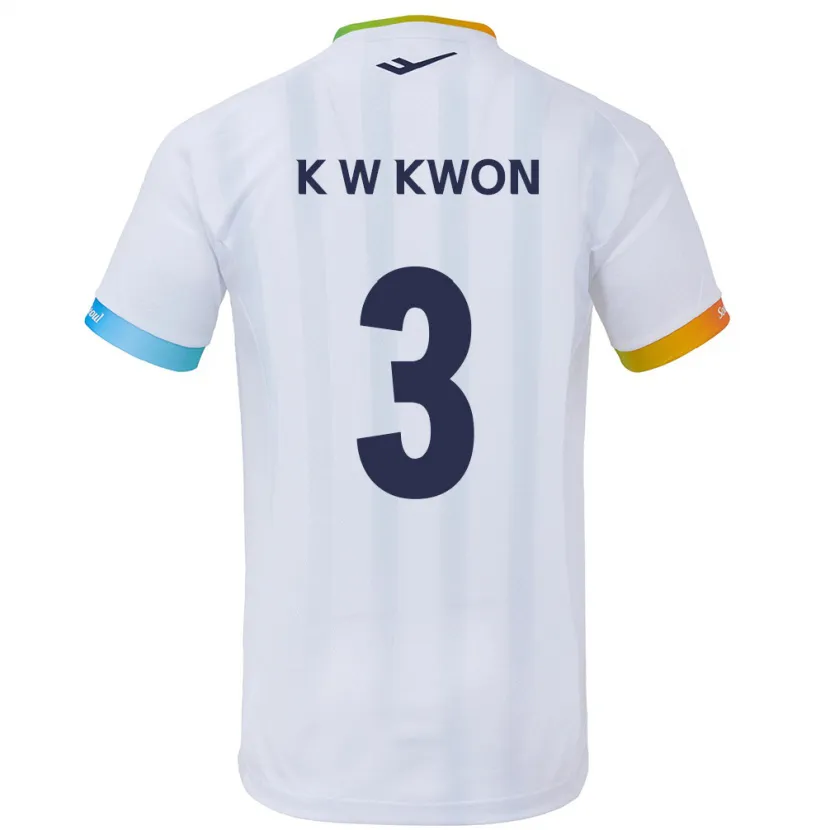 Danxen Enfant Maillot Wan-Kyu Kwon #3 Blanc Bleu Tenues Extérieur 2024/25 T-Shirt