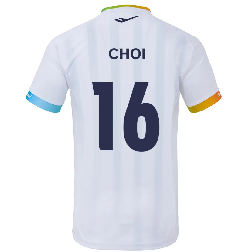 Danxen Enfant Maillot Jun Choi #16 Blanc Bleu Tenues Extérieur 2024/25 T-Shirt