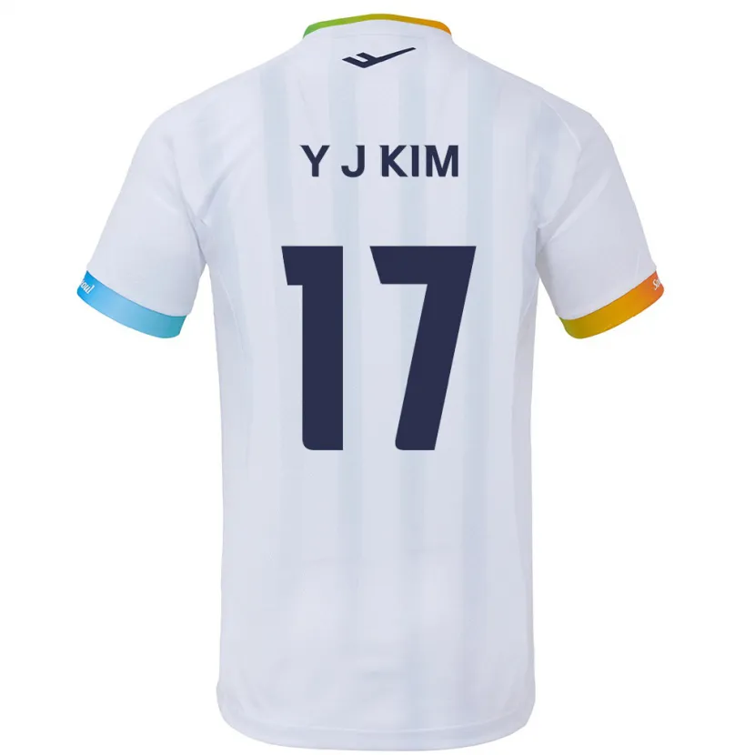 Danxen Enfant Maillot Jin-Ya Kim #17 Blanc Bleu Tenues Extérieur 2024/25 T-Shirt