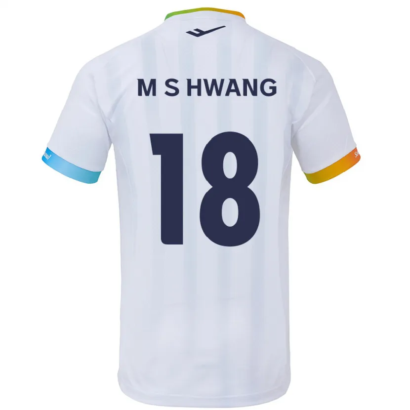 Danxen Enfant Maillot Seong-Min Hwang #18 Blanc Bleu Tenues Extérieur 2024/25 T-Shirt