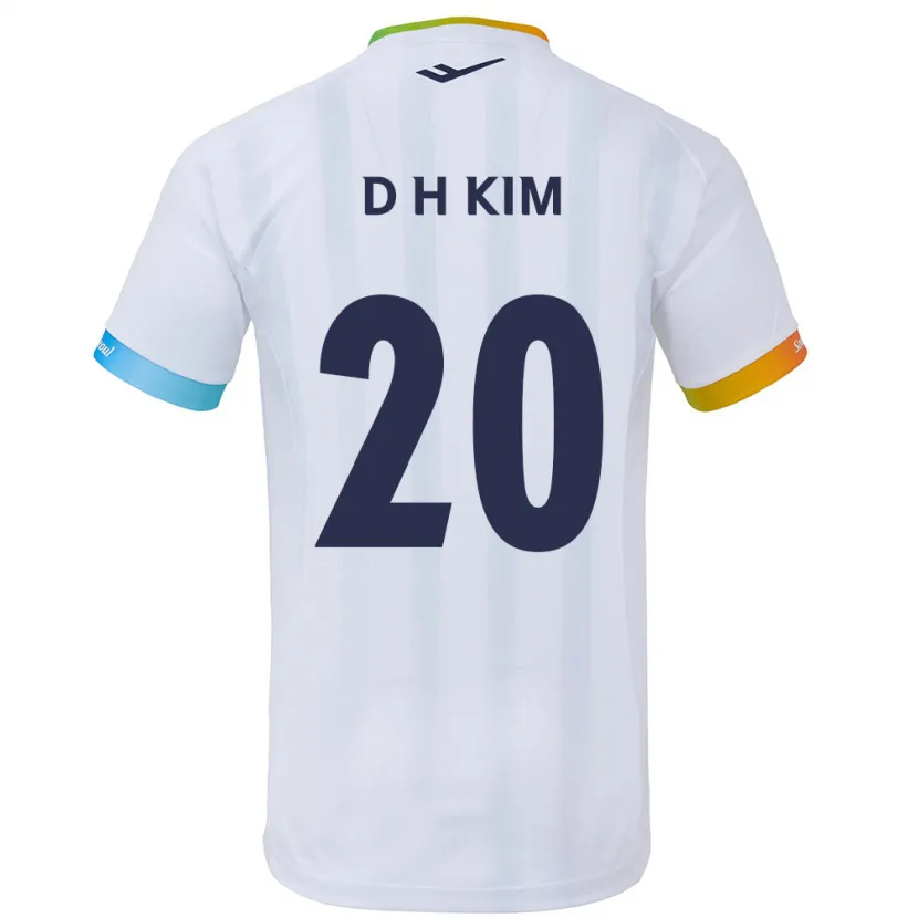 Danxen Enfant Maillot Hyeon-Deok Kim #20 Blanc Bleu Tenues Extérieur 2024/25 T-Shirt