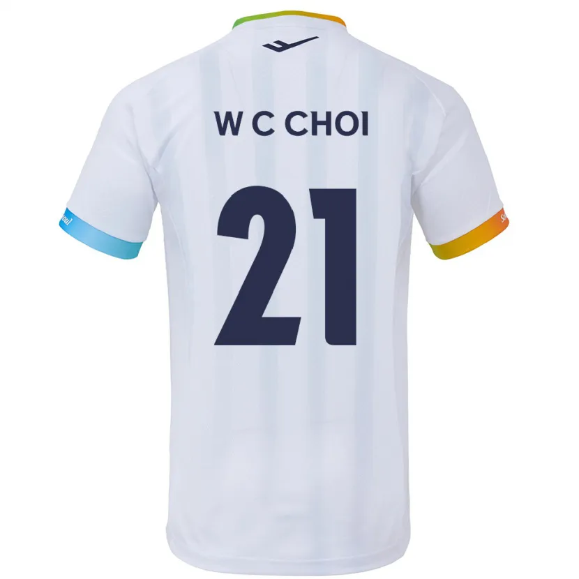 Danxen Enfant Maillot Cheol-Won Choi #21 Blanc Bleu Tenues Extérieur 2024/25 T-Shirt