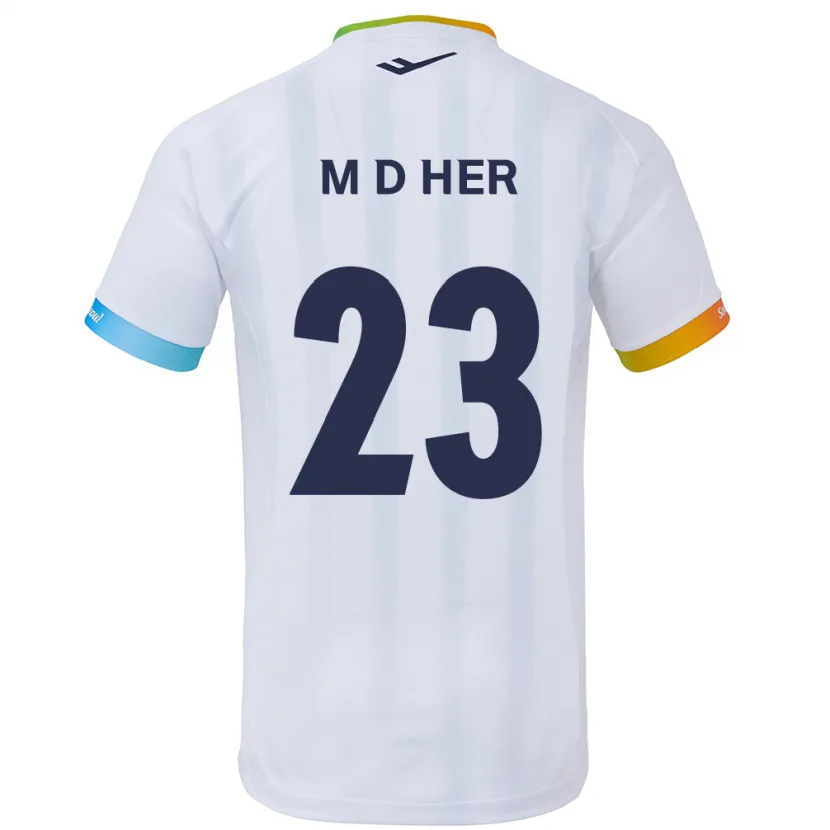 Danxen Enfant Maillot Dong-Min Her #23 Blanc Bleu Tenues Extérieur 2024/25 T-Shirt