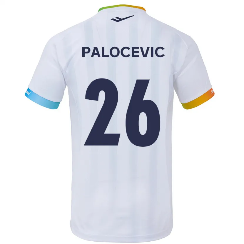 Danxen Enfant Maillot Aleksandar Palocevic #26 Blanc Bleu Tenues Extérieur 2024/25 T-Shirt