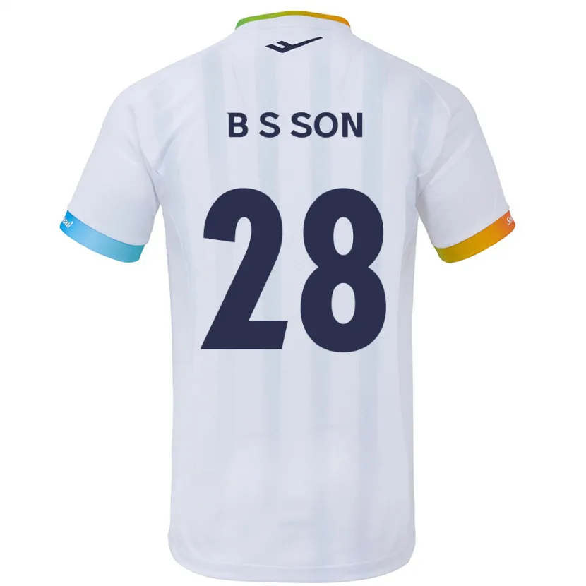 Danxen Enfant Maillot Seung-Beom Son #28 Blanc Bleu Tenues Extérieur 2024/25 T-Shirt