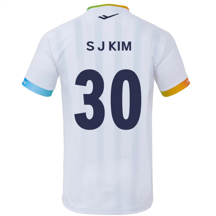 Danxen Enfant Maillot Ju-Sung Kim #30 Blanc Bleu Tenues Extérieur 2024/25 T-Shirt