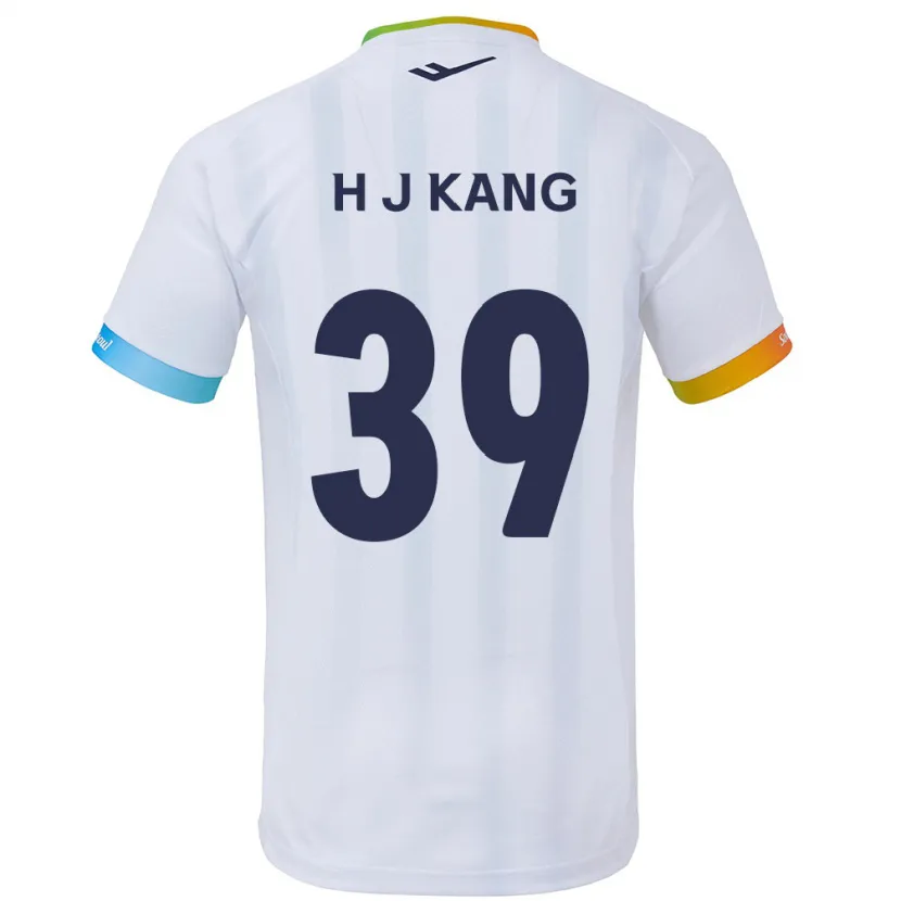 Danxen Enfant Maillot Ju-Hyeok Kang #39 Blanc Bleu Tenues Extérieur 2024/25 T-Shirt