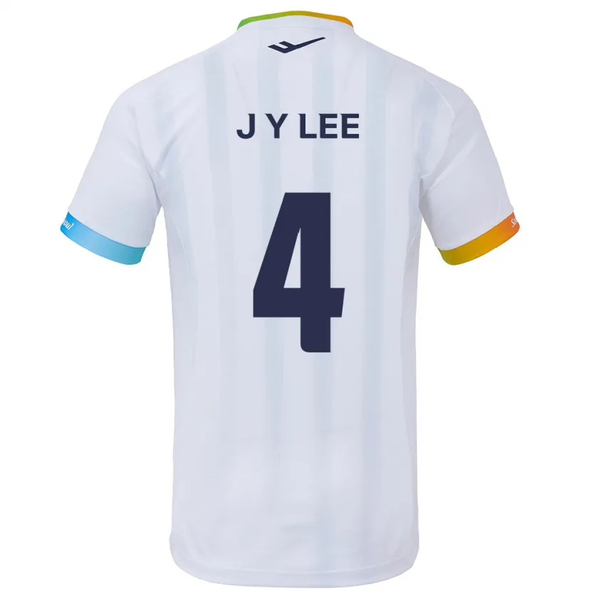 Danxen Enfant Maillot Young-Jun Lee #4 Blanc Bleu Tenues Extérieur 2024/25 T-Shirt