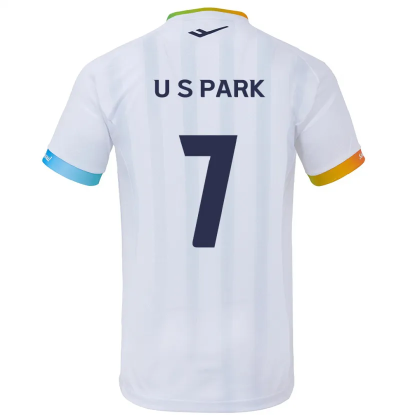 Danxen Enfant Maillot Sun-Uk Park #7 Blanc Bleu Tenues Extérieur 2024/25 T-Shirt