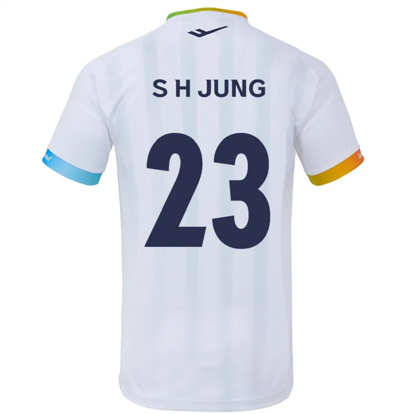 Danxen Enfant Maillot Hyeon-Soo Jung #23 Blanc Bleu Tenues Extérieur 2024/25 T-Shirt