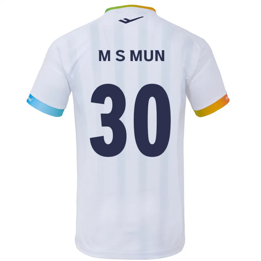 Danxen Enfant Maillot Seong-Min Mun #30 Blanc Bleu Tenues Extérieur 2024/25 T-Shirt