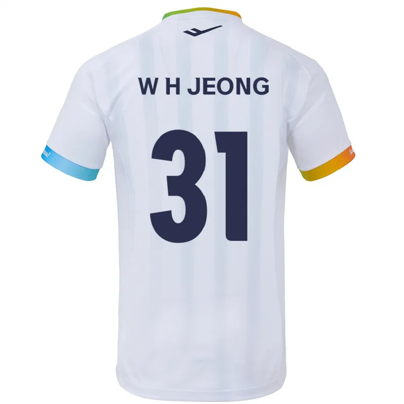 Danxen Enfant Maillot Hyun-Woong Jeong #31 Blanc Bleu Tenues Extérieur 2024/25 T-Shirt