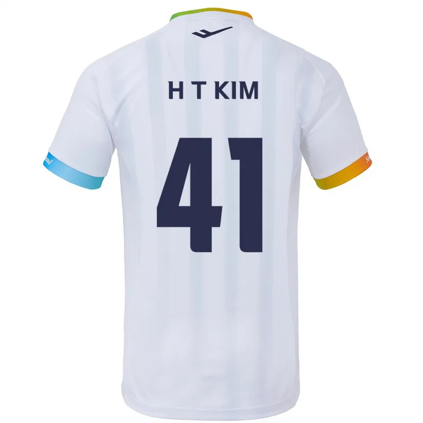 Danxen Enfant Maillot Tae-Ho Kim #41 Blanc Bleu Tenues Extérieur 2024/25 T-Shirt