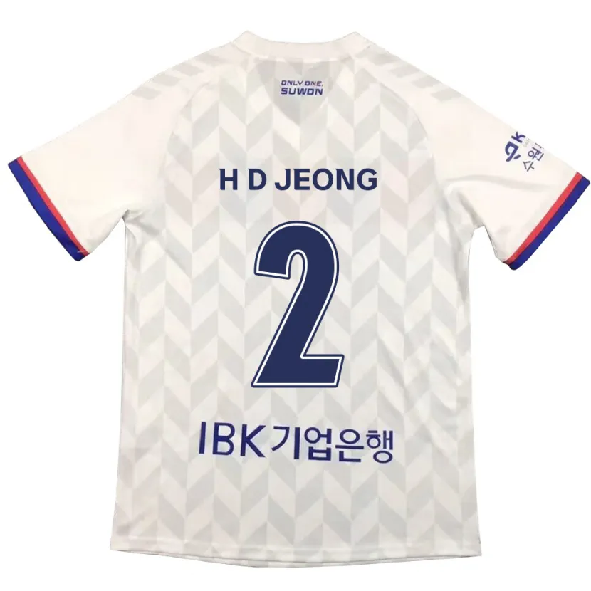 Danxen Enfant Maillot Dong-Ho Jeong #2 Blanc Bleu Tenues Extérieur 2024/25 T-Shirt