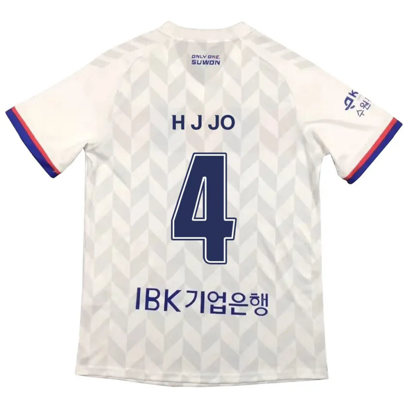 Danxen Enfant Maillot Jun-Hyun Jo #4 Blanc Bleu Tenues Extérieur 2024/25 T-Shirt