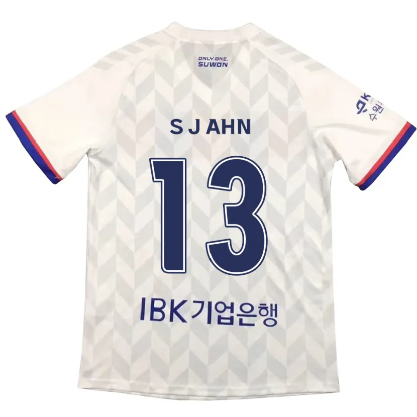 Danxen Enfant Maillot Jun-Su Ahn #13 Blanc Bleu Tenues Extérieur 2024/25 T-Shirt