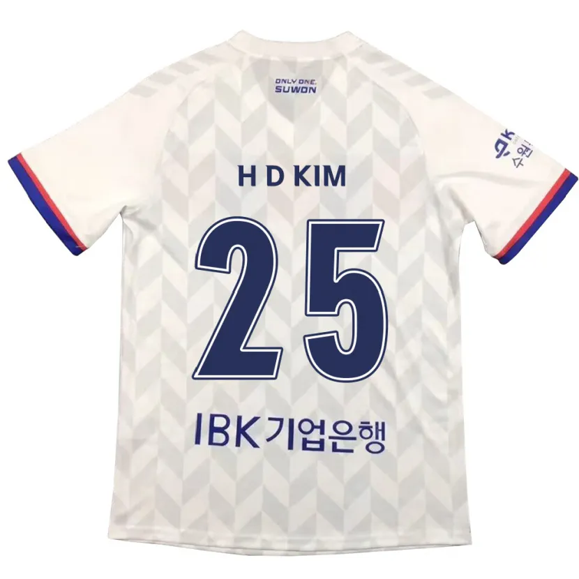 Danxen Enfant Maillot Dae-Hyun Kim #25 Blanc Bleu Tenues Extérieur 2024/25 T-Shirt