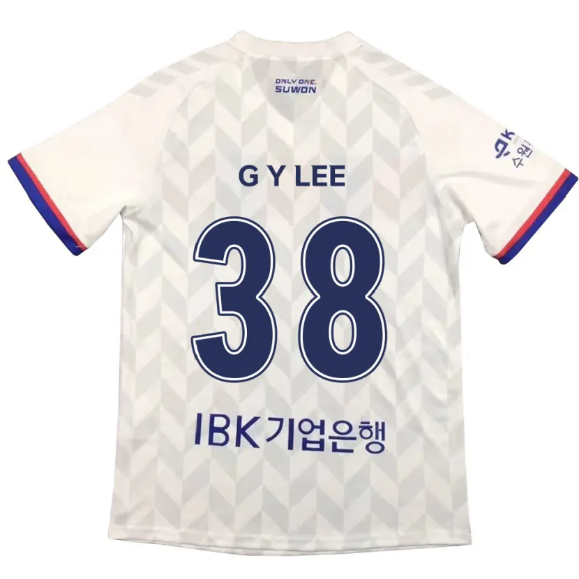 Danxen Enfant Maillot Yun-Gun Lee #38 Blanc Bleu Tenues Extérieur 2024/25 T-Shirt