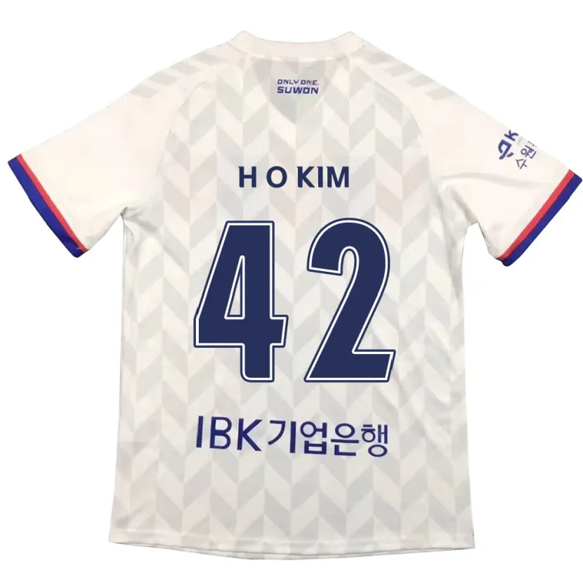 Danxen Enfant Maillot One-Hyung Kim #42 Blanc Bleu Tenues Extérieur 2024/25 T-Shirt