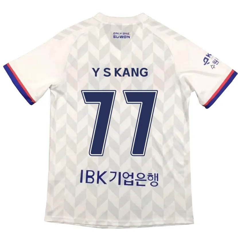 Danxen Enfant Maillot Sang-Yun Kang #77 Blanc Bleu Tenues Extérieur 2024/25 T-Shirt