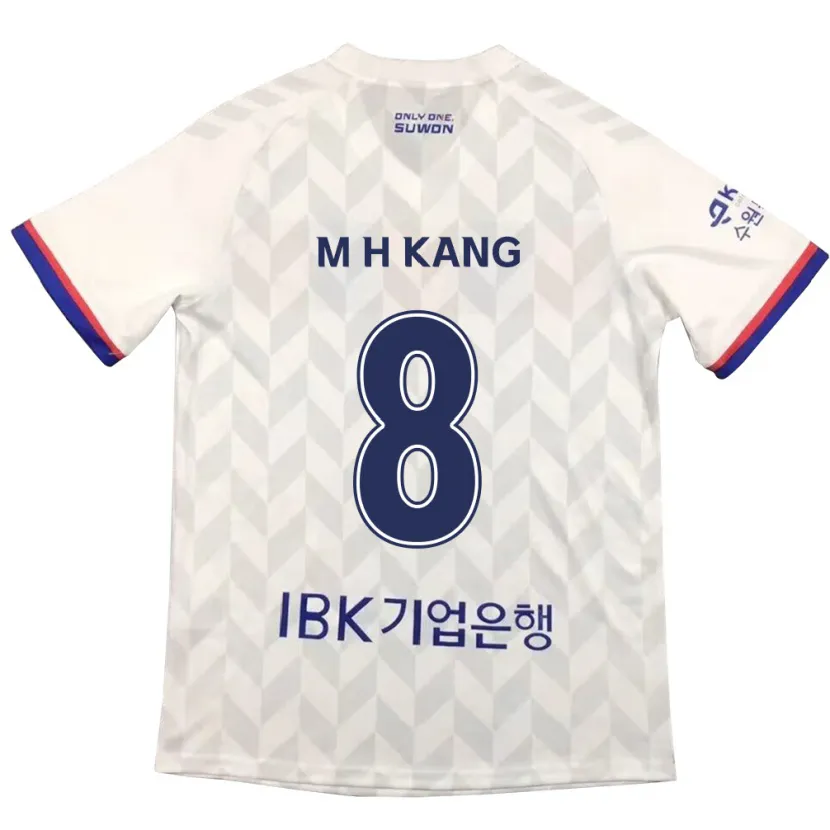 Danxen Enfant Maillot Ho-Min Kang #8 Blanc Bleu Tenues Extérieur 2024/25 T-Shirt